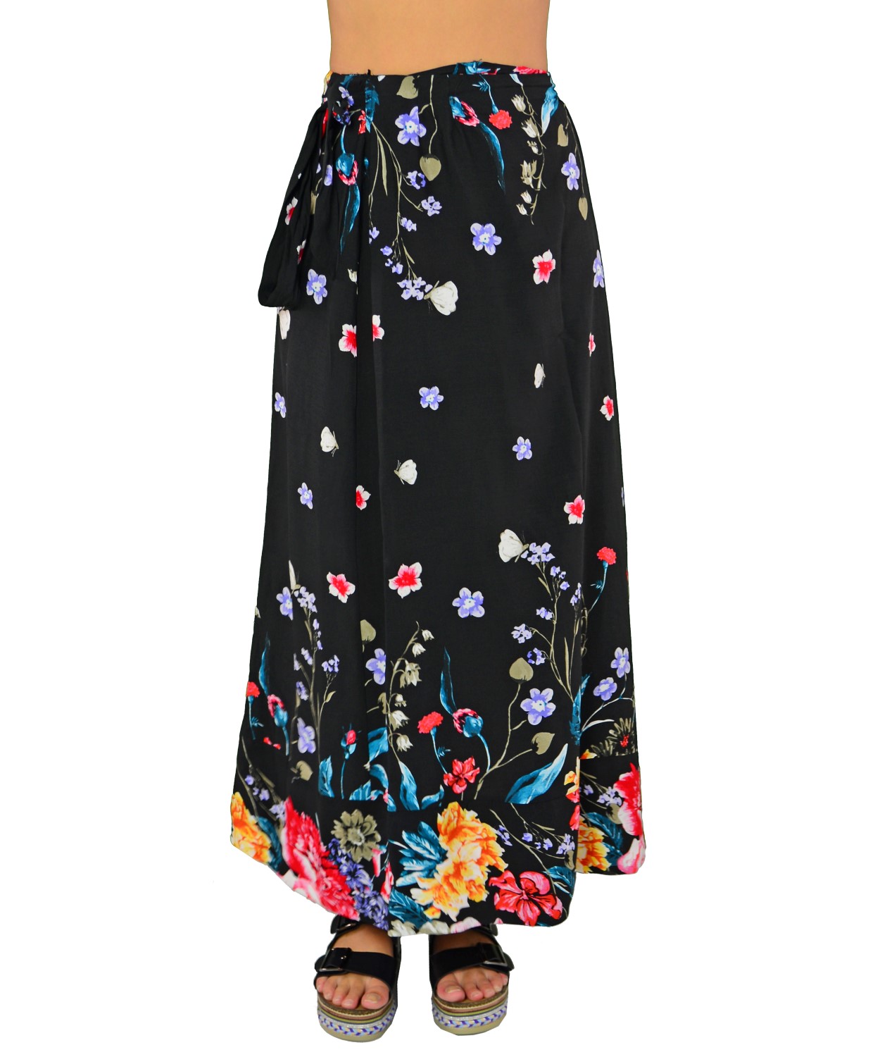 Γυναικεία φούστα μαύρη floral 17501F